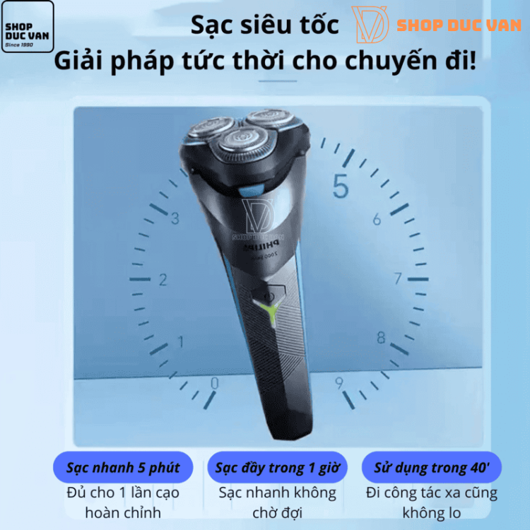 Máy Cạo Râu 3 Lưỡi Philips Series 2000 S2306 Cạo Ướt Và Khô Đầu Cạo 4D Linh Hoạt Dành Cho Da Mụn, Nhạy Cảm, Da Kích Ứng