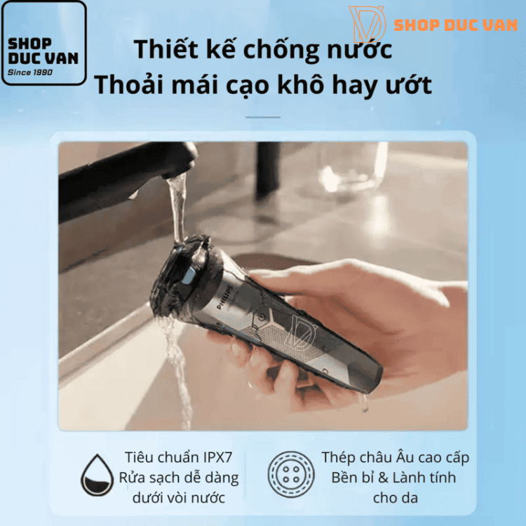 Máy Cạo Râu 3 Lưỡi Philips Series 2000 S2306 Cạo Ướt Và Khô Đầu Cạo 4D Linh Hoạt Dành Cho Da Mụn, Nhạy Cảm, Da Kích Ứng