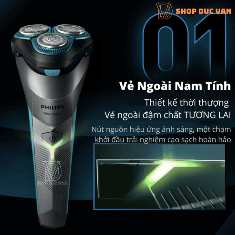 Máy Cạo Râu 3 Lưỡi Philips Series 2000 S2306 Cạo Ướt Và Khô Đầu Cạo 4D Linh Hoạt Dành Cho Da Mụn, Nhạy Cảm, Da Kích Ứng