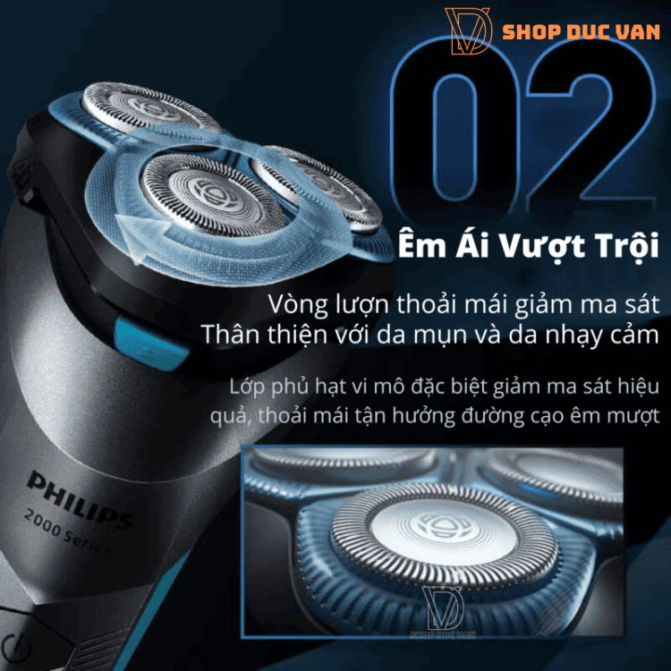 Máy Cạo Râu 3 Lưỡi Philips Series 2000 S2306 Cạo Ướt Và Khô Đầu Cạo 4D Linh Hoạt Dành Cho Da Mụn, Nhạy Cảm, Da Kích Ứng