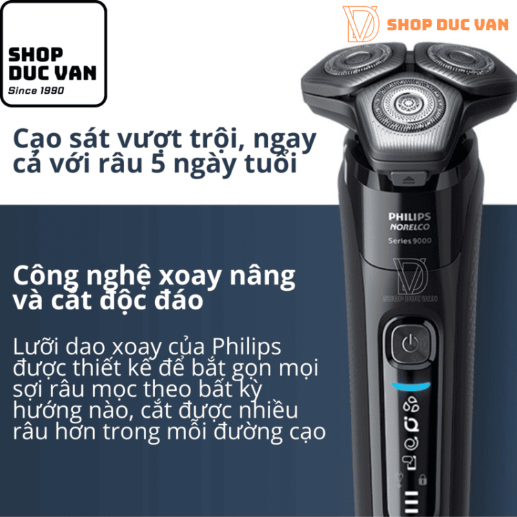 Máy Cạo Râu Philips S9986/50 Series 9000 Công nghệ SkinIQ, Cạo Khô và Ướt, Đầu Xoay 360-D Cạo Sát Vượt Trội Cho Da Nhạy Cảm Hiệu Quả trên Râu 5 Ngày