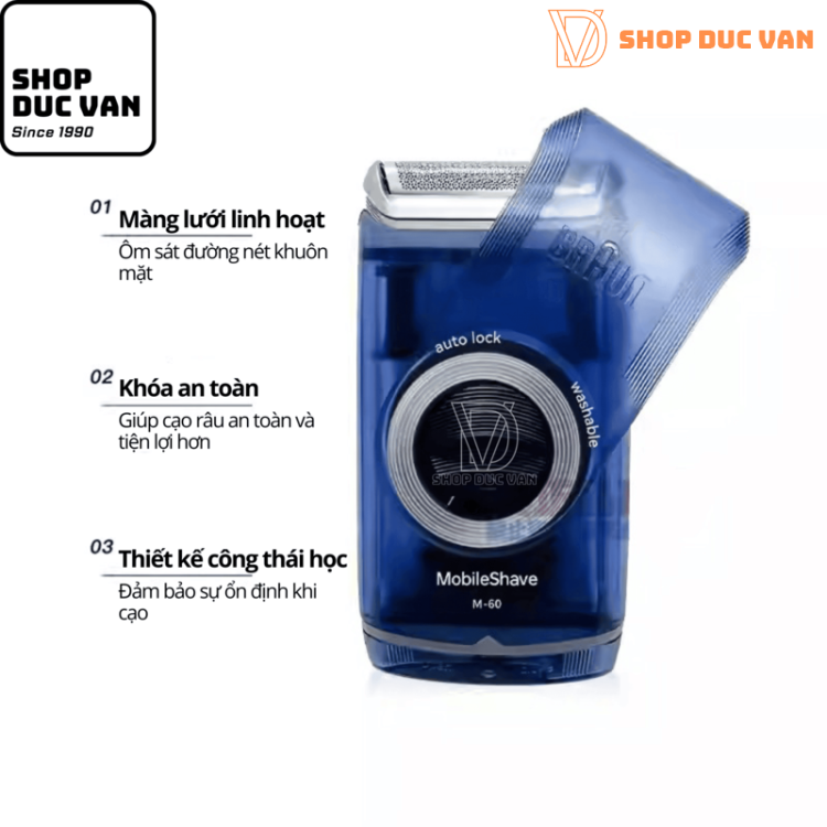 Máy Cạo Râu Mini Braun M60b Dùng Pin Tiểu AA