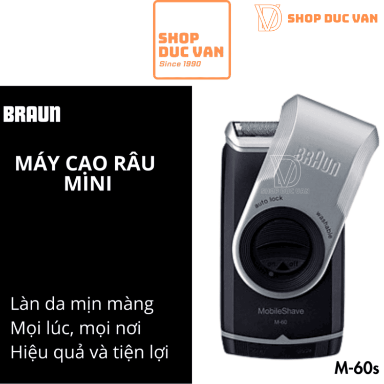 Máy Cạo Râu Mini Braun M60s Dùng Pin Tiểu AA
