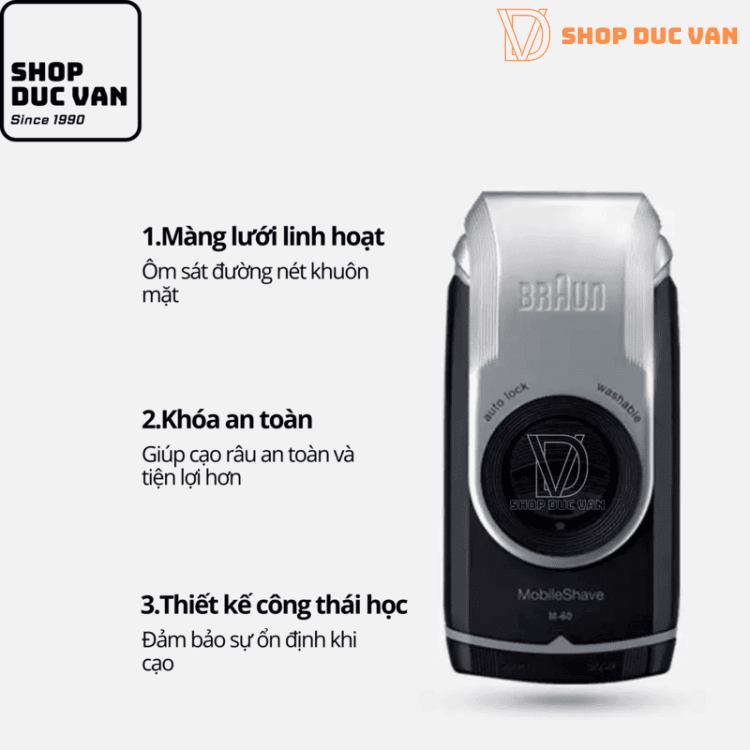 Máy Cạo Râu Mini Braun M60s Dùng Pin Tiểu AA