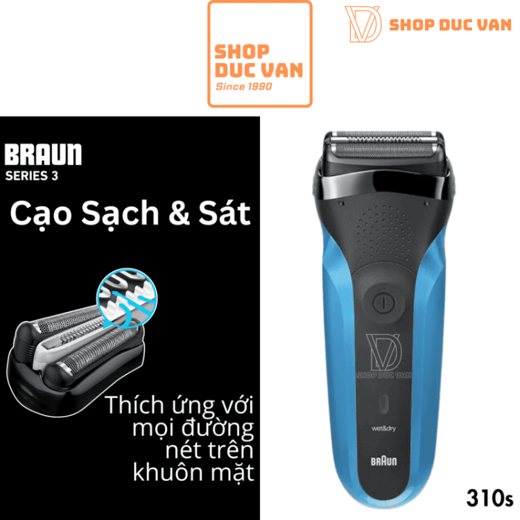 Máy Cạo Râu Braun Series 3 310s Cạo Khô & Ướt Kèm Đầu Tỉa Chính Xác