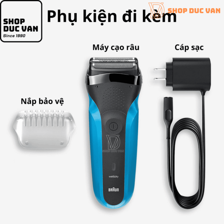 Máy Cạo Râu Braun Series 3 310s Cạo Khô & Ướt Kèm Đầu Tỉa Chính Xác