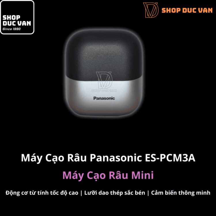 Máy Cạo Râu Panasonic Mini Nhỏ Gọn ES-PCM3A Dành Cho Nam Và Nữ Với Hệ Thống Cắt 3 Lưỡi và Sạc USB Type C, Cạo Khô và Ướt