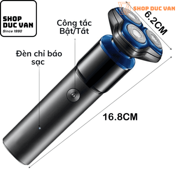 Máy Cạo Râu VGR V-325 Hệ Thống 3 Đầu Cạo 3D, Pin Lithium 500mah, Sạc USB Tiện Lợi