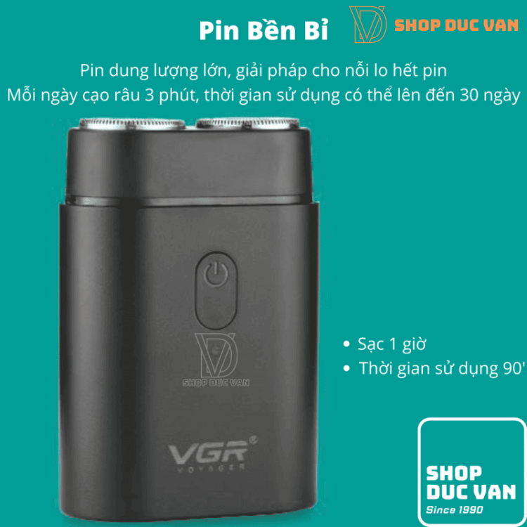 Máy Cạo Râu 2 Lưỡi VGR V-341 Mini Nhỏ Gọn Sạc USB Type-C Dành Cho Nam Và Nữ Thuận Tiện Mang Theo Du Lịch [ Shop Đức Vân ]
