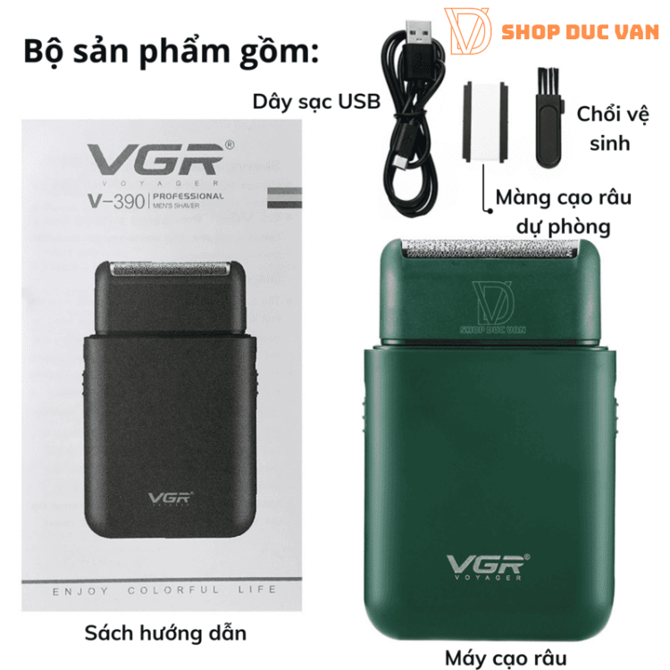 Máy Cạo Râu VGR V-390 Mini Nhỏ Gọn Bỏ Túi Du Lịch Sạc USB Type-C Dành Cho Nam Và Nữ