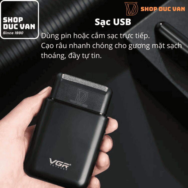 Máy Cạo Râu VGR V-390 Mini Nhỏ Gọn Bỏ Túi Du Lịch Sạc USB Type-C Dành Cho Nam Và Nữ