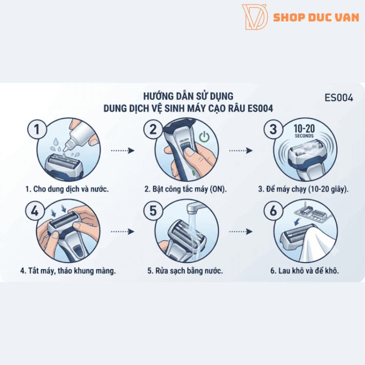 Dung Dịch Vệ Sinh Máy Cạo Râu Panasonic ES004 Nhật Bản (100ml) Gel Rửa Khử Mùi Diệt Khuẩn Đầu Cạo ES-CST8T ES-CSV6S ES-ST39 ES-ST8T