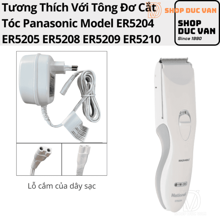 Củ Sạc Tông Đơ Panasonic Dây Sạc Tông Đơ Cắt Tóc Panasonic ER5204 ER5205 ER5208 ER5209 ER5210