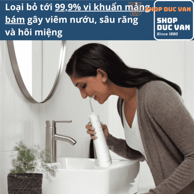 Máy Tăm Nước Cầm Tay Waterpik Cordless Enhance Water Flosser WF-21 Dây Sạc USB Type C Mẫu Mới