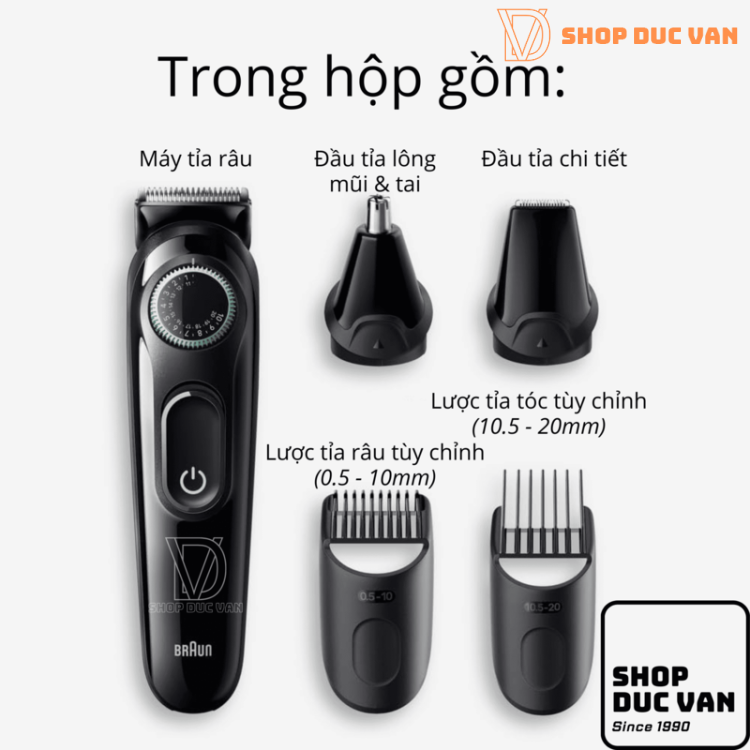 Máy Tỉa Râu Và Tông Đơ Cắt Tóc Đa Năng Braun Series 3 3450 5-Trong-1 Cho Nam