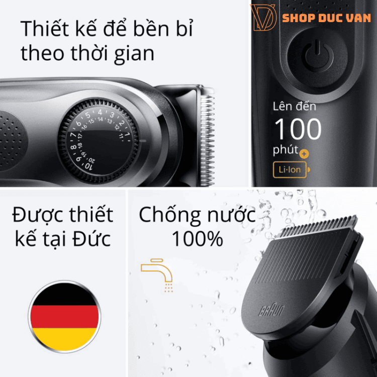 Máy Tông Đơ Tỉa Râu Đa Năng Braun All-In-One AIO 5490 Máy Cắt Tóc Cạo Lông Toàn Thân Chống Nước 9 Đầu Cạo Tỉa Cao Cấp 