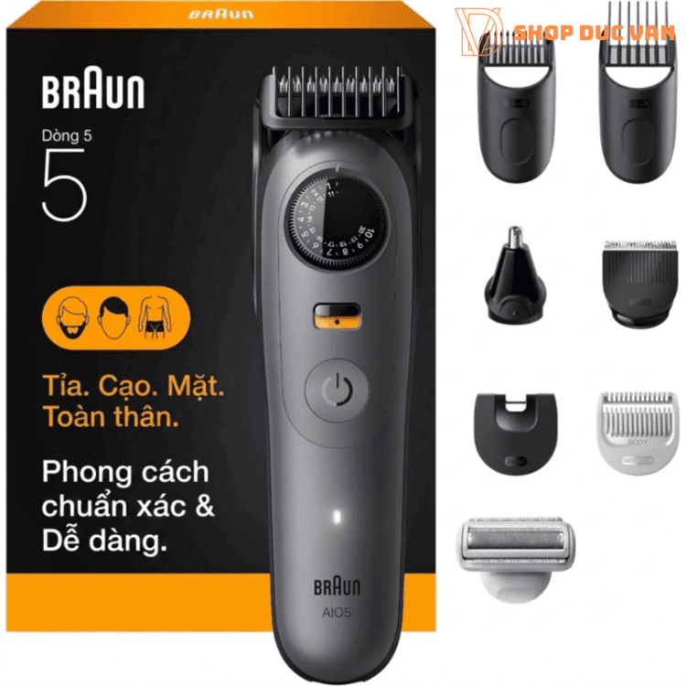 Máy Tông Đơ Tỉa Râu Đa Năng Braun Series 5 AIO 5510 Cắt Tóc, Tỉa Lông Mũi, Lông Cơ Thể 