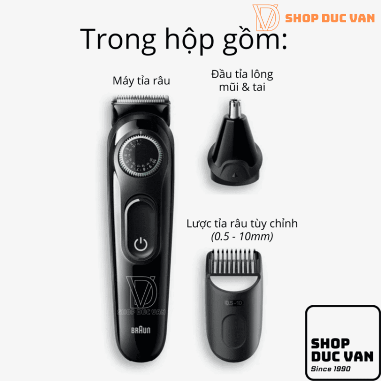 Máy Tỉa Râu Và Tông Đơ Cắt Tóc Đa Năng Braun Series 3 3430 3-Trong-1 Dành Cho Nam
