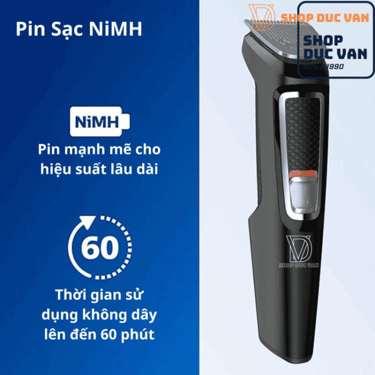Tông Đơ Philips Norelco Multigroom 3000 MG3740 Tỉa Râu Cắt Tóc Đa Năng Cho Mặt, Đầu Với Lưỡi Dao Thép Chống Gỉ Sét