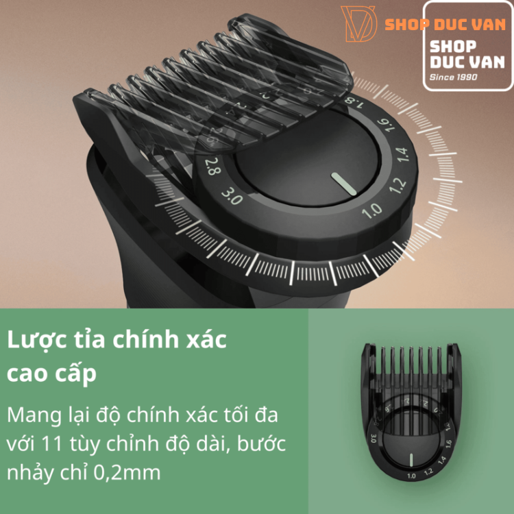 Máy Tông Đơ Đa Năng Philips Norelco Multigroom 7000 MG7965/49 22 Phụ Kiện, Cảm Biến Beardsense, Pin 5 Giờ