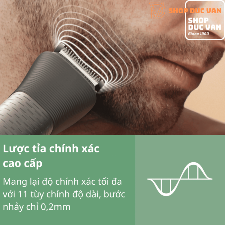 Máy Tông Đơ Đa Năng Philips Norelco Multigroom 7000 MG7965/49 22 Phụ Kiện, Cảm Biến Beardsense, Pin 5 Giờ