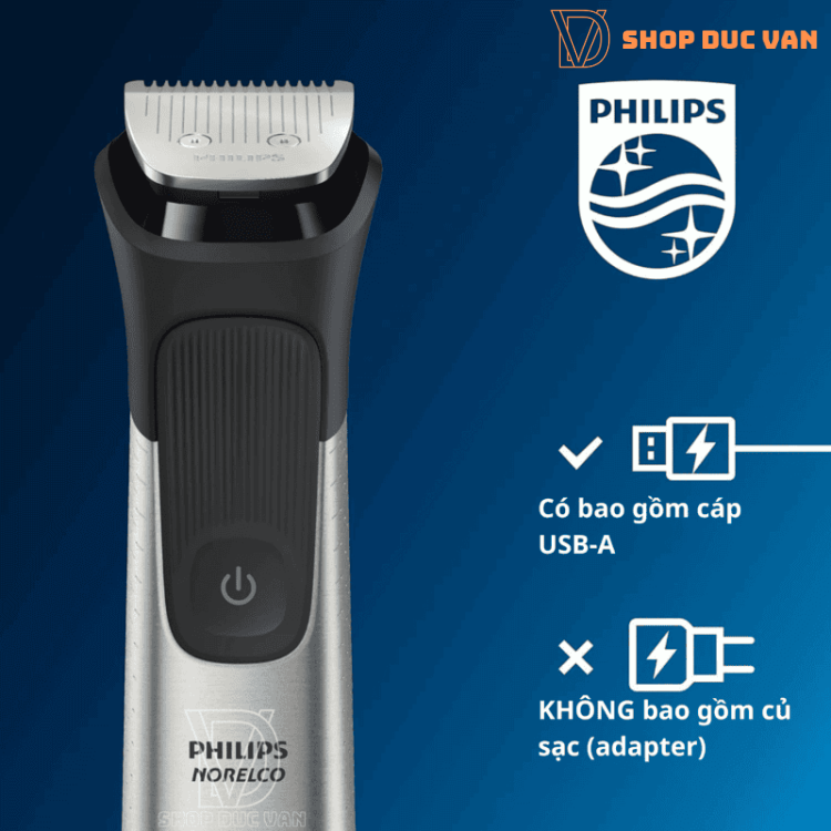 Tông Đơ Đa Năng Philips Multigroom 9000 MG9510/60, Cạo Râu, Tỉa Lông Toàn Thân, 21 Phụ Kiện, Chống Nước