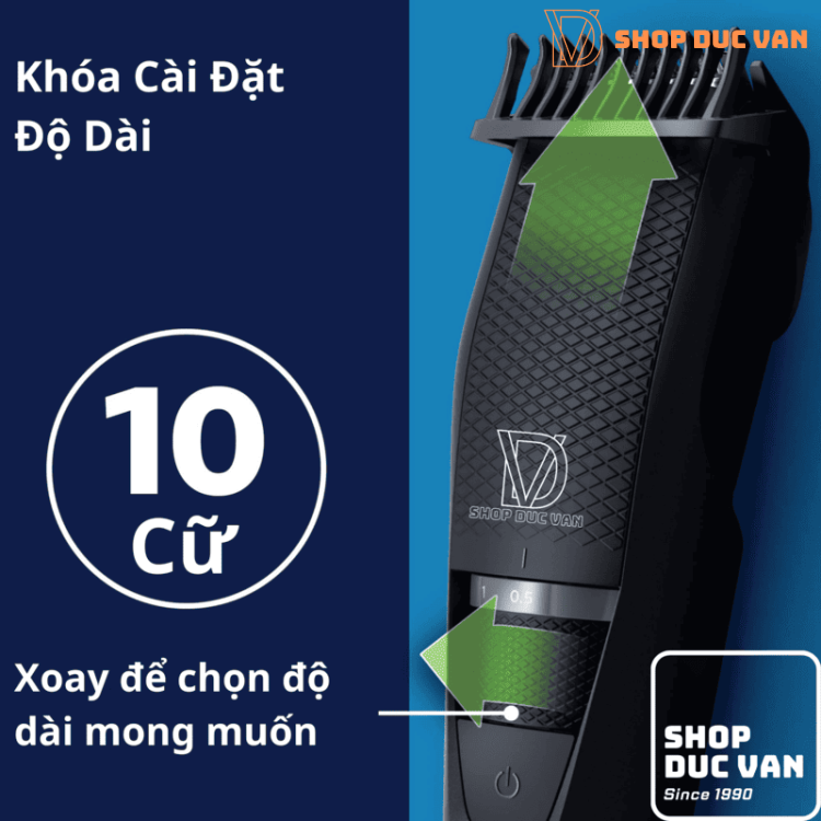 Máy Tạo Kiểu Râu Philips Norelco BT3230 Series 3000 Sạc Pin Khung Lược 10 Cữ Dành Cho Nam