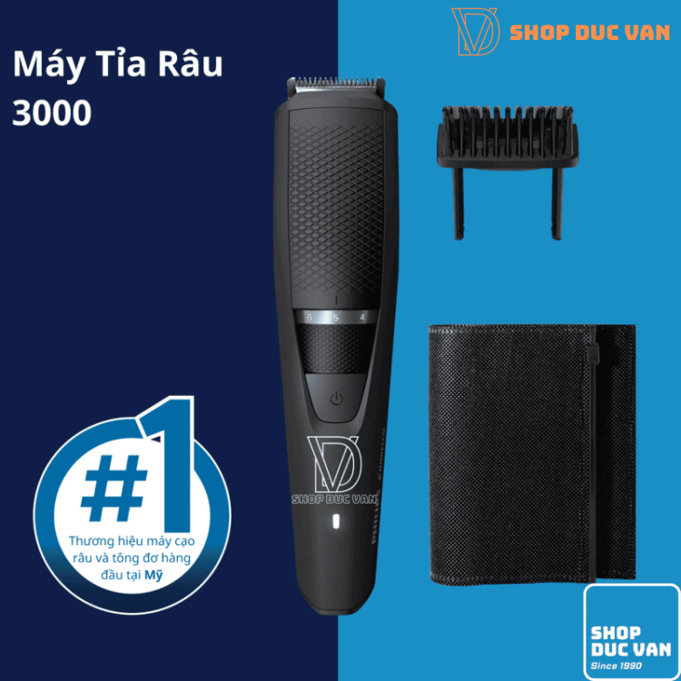 Máy Tạo Kiểu Râu Philips Norelco BT3230 Series 3000 Sạc Pin Khung Lược 10 Cữ Dành Cho Nam