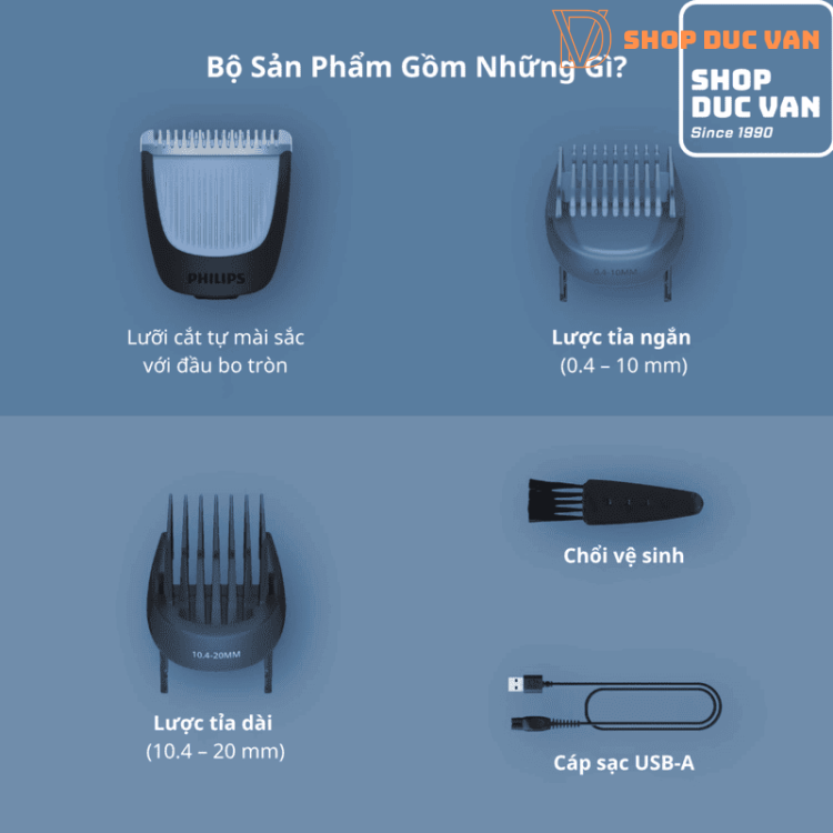 Máy Tỉa Râu Philips Norelco Series 3000 BT3620/40 40 Mức Chỉnh Độ Dài, Pin 70 Phút, Chống Nước 100%, Sạc USB Tiện Lợi