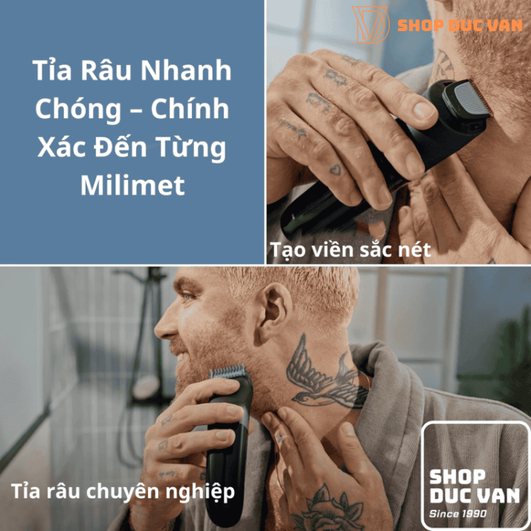 Máy Tỉa Râu Philips Norelco Series 3000 BT3620/40 40 Mức Chỉnh Độ Dài, Pin 70 Phút, Chống Nước 100%, Sạc USB Tiện Lợi
