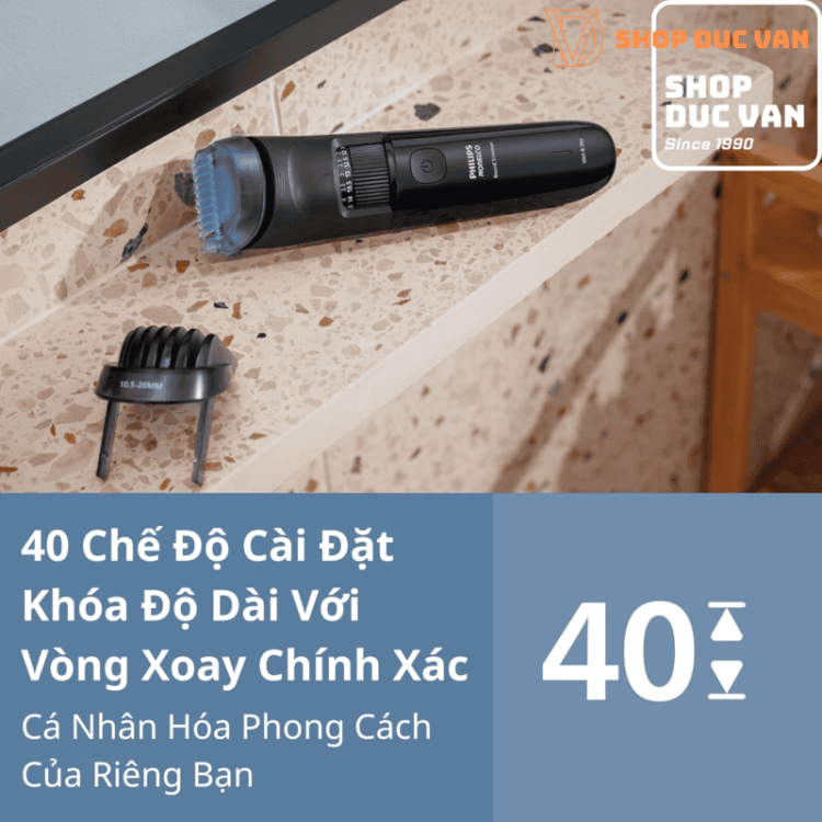 Máy Tỉa Râu Philips Norelco Series 3000 BT3620/40 40 Mức Chỉnh Độ Dài, Pin 70 Phút, Chống Nước 100%, Sạc USB Tiện Lợi