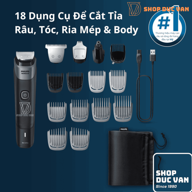 Tông Đơ Đa Năng Philips Norelco Multigroom Series 5000 MG5910 Tỉa Râu, Tóc Và Toàn Thân 18 Phụ Kiện 