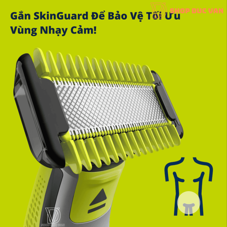 Máy Cạo Râu Philips OneBlade Face + Body Với Khung Lược 5 Cữ Cắt Tỉa, Tạo Viền Và Cạo Râu Với Mọi Độ Dài