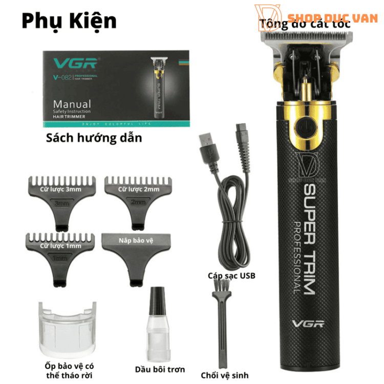 Tông Đơ Cắt Tóc VGR Chấn Viền Khắc Kiểu, Bấm Viền, Tỉa Râu, Tạo Kiểu Râu Chuyên Nghiệp