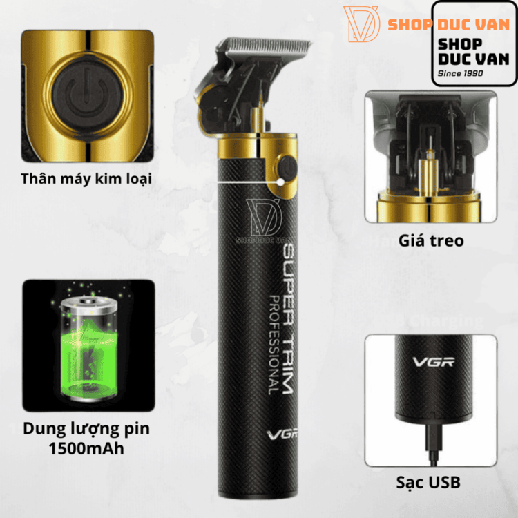 Tông Đơ Cắt Tóc VGR Chấn Viền Khắc Kiểu, Bấm Viền, Tỉa Râu, Tạo Kiểu Râu Chuyên Nghiệp