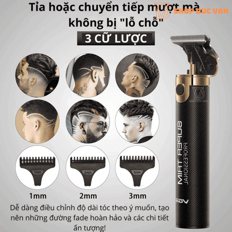 Tông Đơ Cắt Tóc VGR Chấn Viền Khắc Kiểu, Bấm Viền, Tỉa Râu, Tạo Kiểu Râu Chuyên Nghiệp