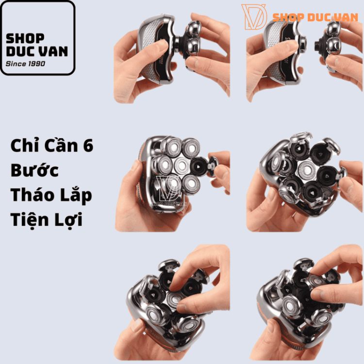 Máy Cạo Trọc Đầu, Máy Cạo Râu Đa Năng 7 Lưỡi RQ7900 Phiên Bản Mới 6 Trong 1