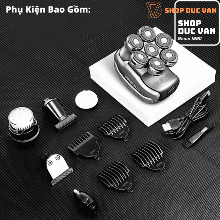 Máy Cạo Trọc Đầu, Máy Cạo Râu Đa Năng 7 Lưỡi RQ7900 Phiên Bản Mới 6 Trong 1