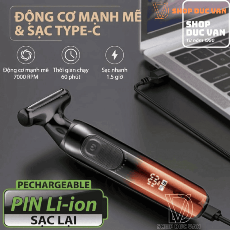 Máy Tỉa Râu, Cạo Lông Toàn Thân VGR V-361 Cho Nam An Toàn Vùng Kín, Chống Nước Rửa Nước Trực Tiếp